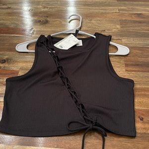 H&M black criss cross crop top, size m, never worn new with tags